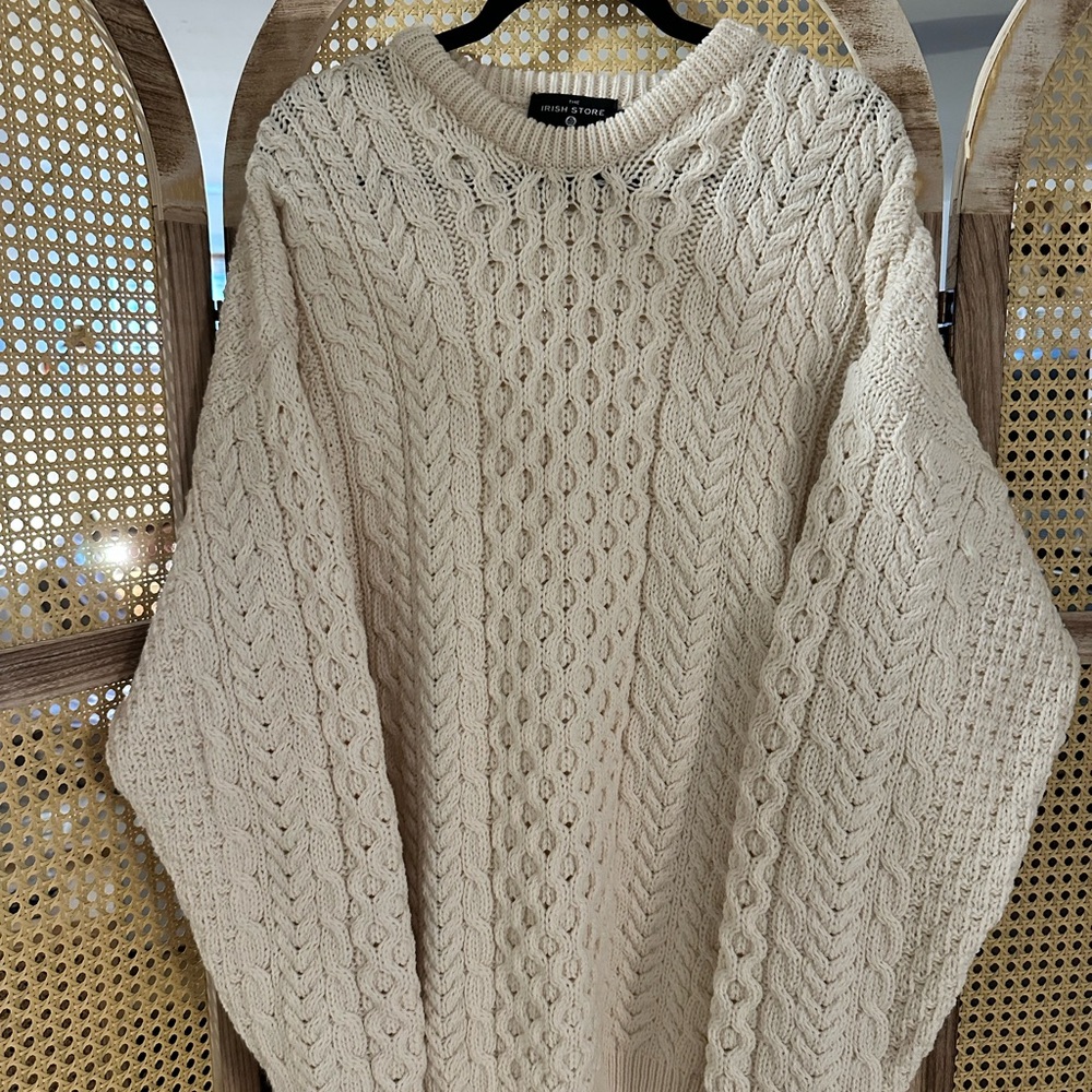 Merino Wool Cream Cable Knit Sweater